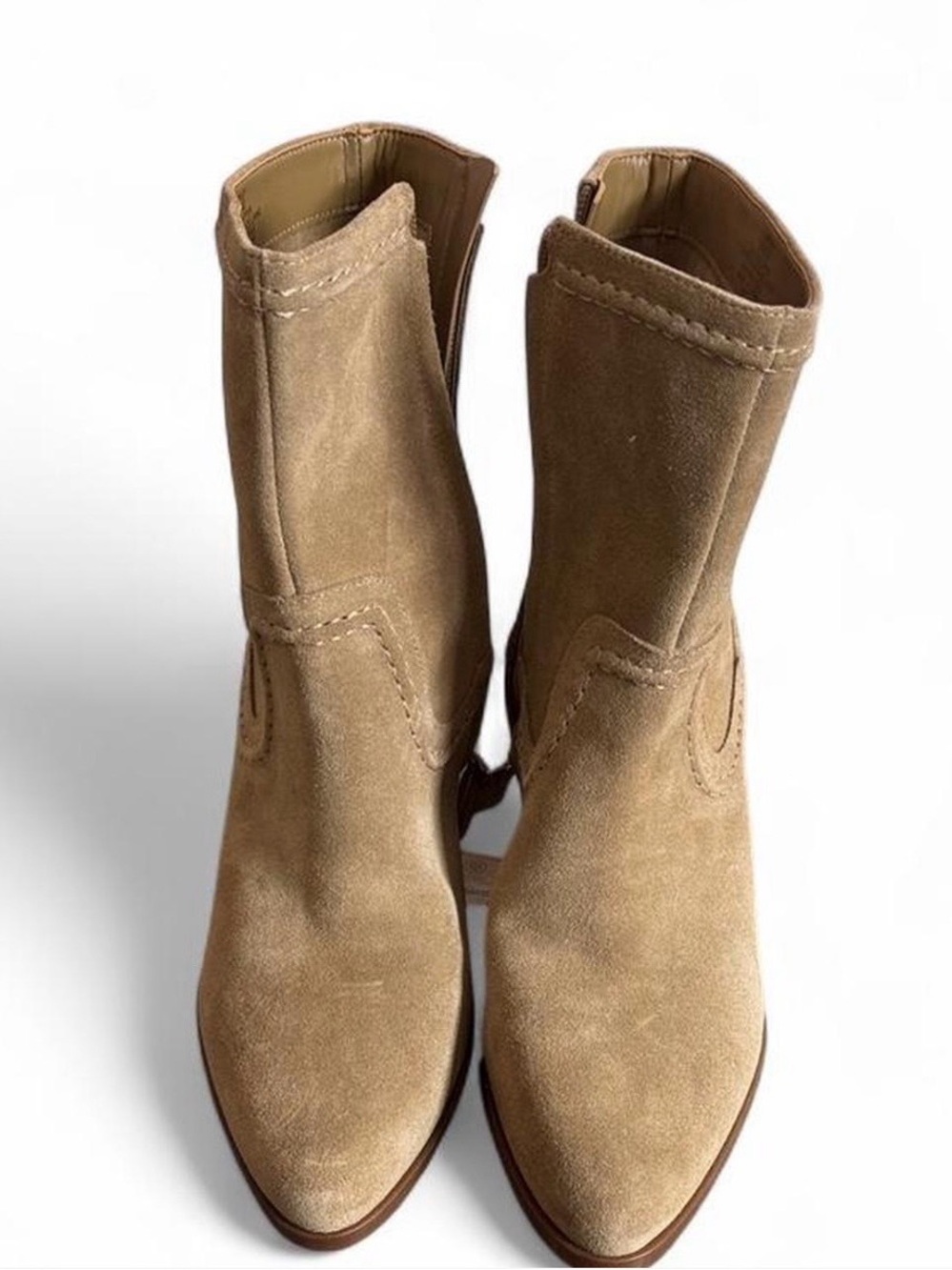 Vince Camuto Pailey Booties 9M/40 Camel Suede Block Heel